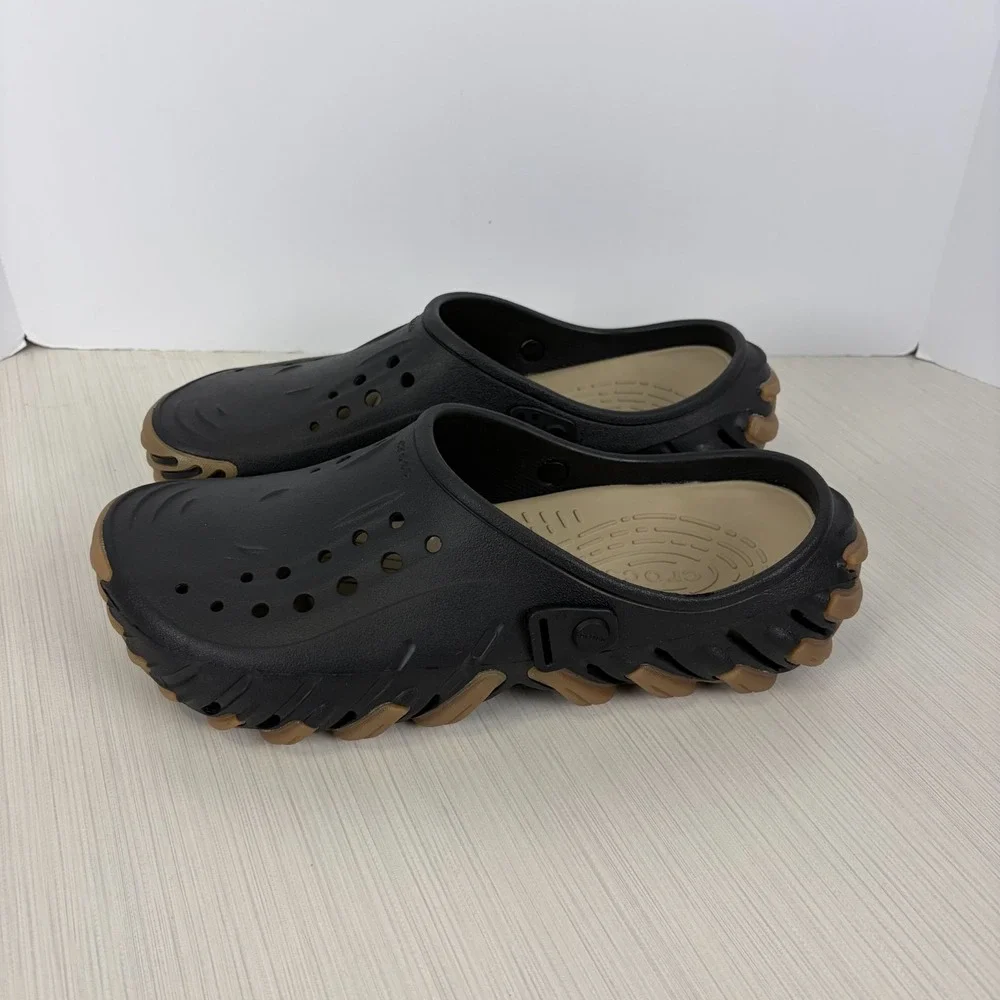 CROCS Echo Clog Black Gum Adjustable Strap 211675-001 Size Mens Size 12 NEW
